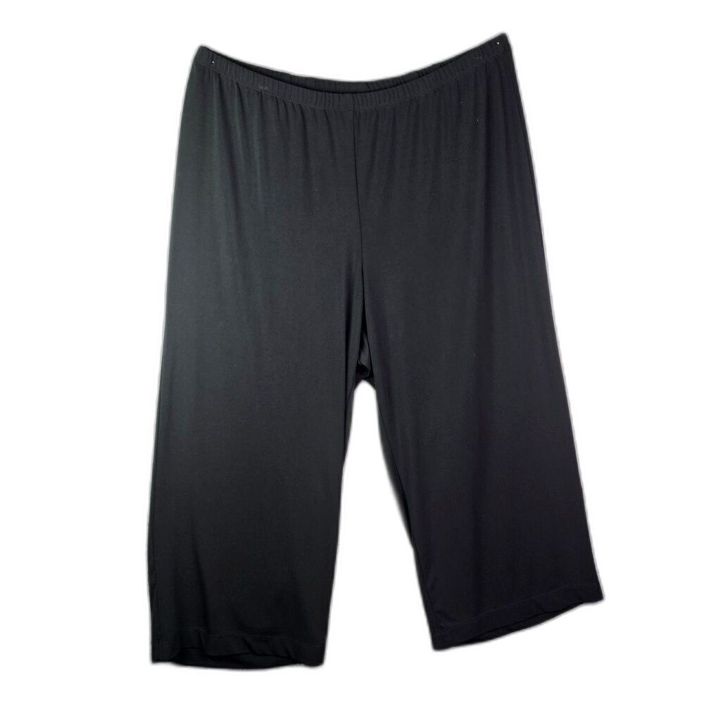 Karen Kane Wide Leg Capri Pants Black 3X Pull On Stretch Travel Knit - Picture 10 of 10